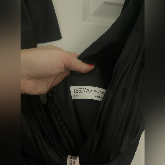 Black Oversized Bow Deep V Ruffle Mini Dress - Picture 7 of 9